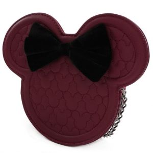 Loungefly Disney Minnie Mouse Quilted Silhouette Head Maroon Crossbody - WDTB1753