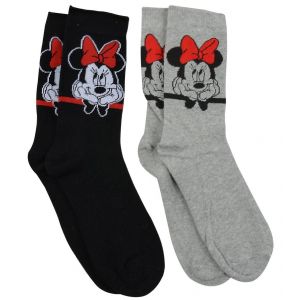CLEARANCE - 6 Pairs of Disney Minnie Socks (3 x Black and 3 x Grey)