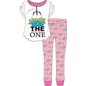Ladies Official Disney Toy Story Pizza Planet Aliens S/Sleeve Top & Lounge Pant Pyjama