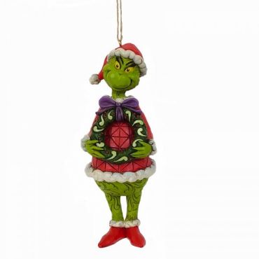 Jim Shore Grinch with Wreath Hanging Ornament