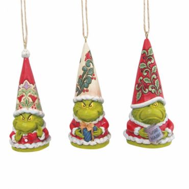 Jim Shore The Grinch Gnome Hanging Ornament set of 3