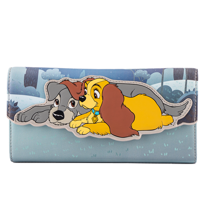 LOUNGEFLY DISNEY LADY AND THE TRAMP WET CEMENT FLAP  WALLET